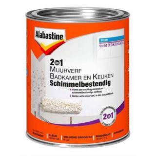 Alabastine - 2-in-1 muurverf badkamer & keuken 1ltr
