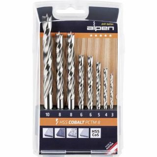 Alpen - Cassette Profi Hout , HSS Cobalt, 8-dlg