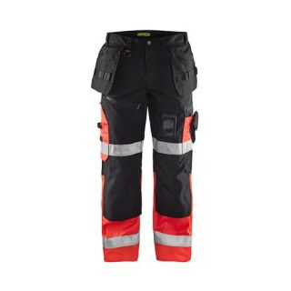 Blaklader - Werkbroek, Zwart/High-Vis Rood, 58