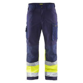Blaklader - Softshell werkbroek, Marine/High Vis Geel, 62
