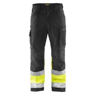Blaklader - Softshell werkbroek, Zwart/High Vis Geel, 54