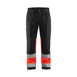 Blaklader - Werkbroek stretch, Zwart/High-Vis Rood, 64