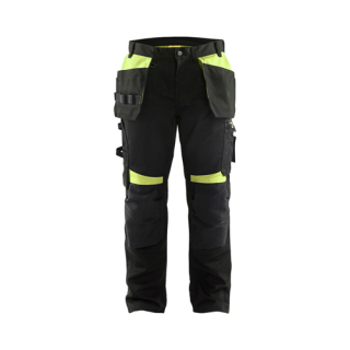Blaklader - Werkbroek + spijkerzakken, Zwart/H-V Geel, D124