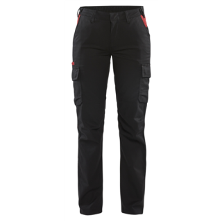 Blaklader - Dames Ind. werkbroek stretch, Zwart/Rood, 34