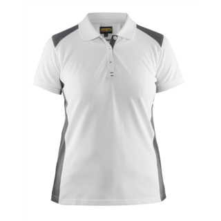 Blaklader - Dames poloshirt piqué, Wit/Grijs, S