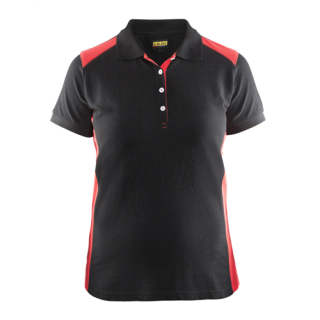 Blaklader - Dames poloshirt piqué, Zwart/Rood, XXL