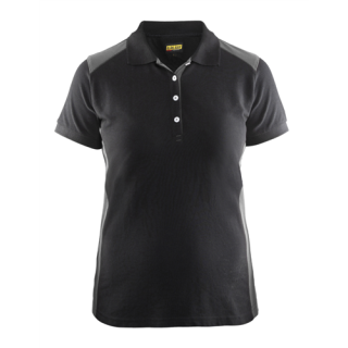 Blaklader - Dames poloshirt piqué, Zwart/Grijs, L