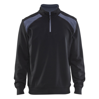 Blaklader - Sweatshirt bicolour + 1/2 rits, Zwart/Grijs, L