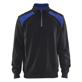 Blaklader - Sweatshirt bicolour + 1/2 rits Zwart/K-Blauw XXL