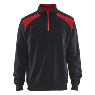 Blaklader - Sweatshirt bicolour + 1/2 rits, Zwart/Rood, 4XL