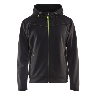 Blaklader - Hoodie + rits, Zwart/High-Vis Geel, M