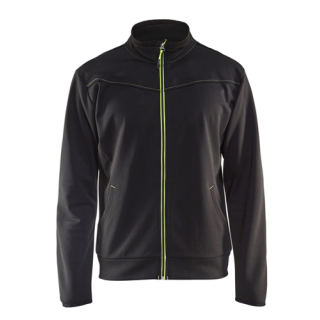 Blaklader - Service Sweatshirt + rits, Zwart/H-V Geel, XL