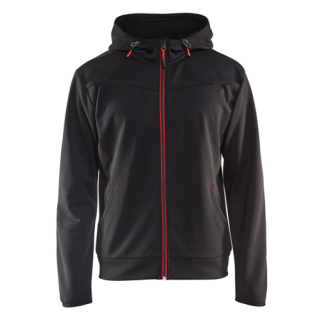 Blaklader - Hoodie + rits, Zwart/Rood, S