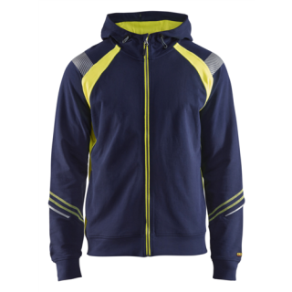 Blaklader - Hooded Sweatshirt met rits, Marine/H-V Geel, M