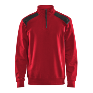 Blaklader - Sweatshirt bicolour + 1/2 rits, Rood/Zwart, L