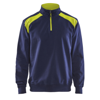Blaklader - Sweatshirt bicolour 1/2 rits Marine/H-V Geel L