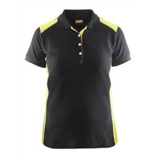 Blaklader - Dames poloshirt piqué, Zwart/High-Vis Geel, XS