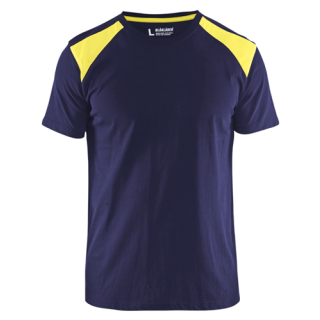 Blaklader - T-Shirt bicolour, Marine/High-Vis Geel, XS