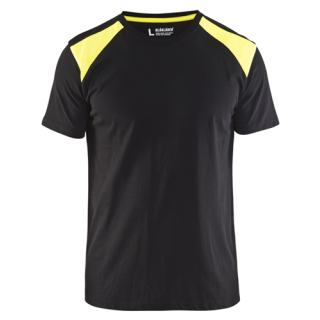 Blaklader - T-Shirt bicolour, Zwart/High-Vis Geel, XXL