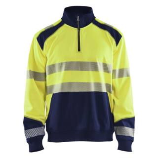 Blaklader - Sweatshirt 1/2 rits, High-Vis Geel/M-blauw, XL
