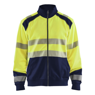 Blaklader - Sweatshirt hele rits, High-Vis Geel/M-blauw, XL