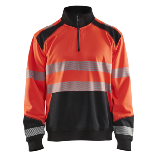 Blaklader - Sweatshirt 1/2 rits, High-Vis Rood/Zwart, XXL