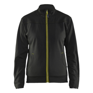 Blaklader - Dames sweatshirt + rits, Zwart/H-V Geel, M