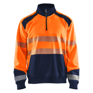 Blaklader - Sweatshirt 1/2 rits High-Vis Oranje/M-blauw L