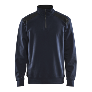 Blaklader - Sweatshirt bicolour + 1/2 rits M-blauw/Zwart XL