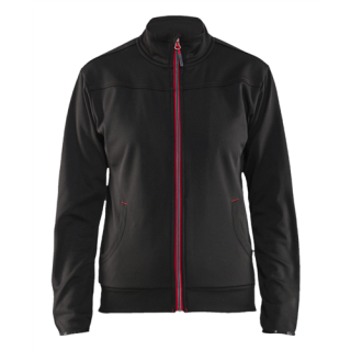 Blaklader - Dames service sweatshirt + rits, Zwart/Rood, L