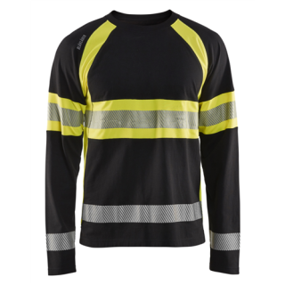 Blaklader - T-Shirt lange mouwen, Zwart/High-Vis Geel, 5XL