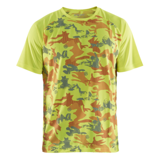 Blaklader - T-Shirt functioneel camo High-Vis Geel/Grijs S