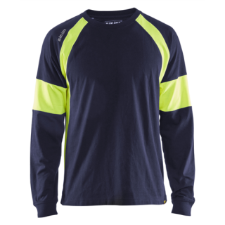 Blaklader - T-Shirt lange mouw, Marine/High-Vis Geel, S