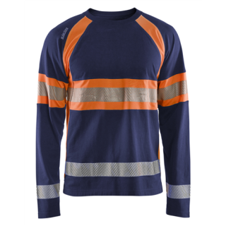 Blaklader - T-Shirt lange mouwen, M-blauw/Oranje, M