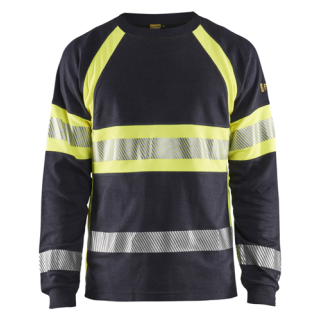 Blaklader - T-Shirt lange mouwen, Marine/High-Vis Geel, XXL