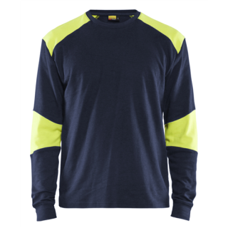 Blaklader - T-Shirt lange mouwen, Marine/High-Vis Geel, XL