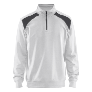 Blaklader - Sweatshirt bicolour + 1/2 rits, Wit/D-Grijs, XS