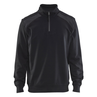 Blaklader - Sweatshirt bicolour 1/2 rits, Zwart/M-Grijs, M