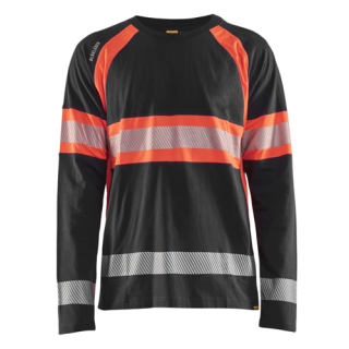 Blaklader - T-Shirt lange mouwen, Zwart/High-Vis Rood, M