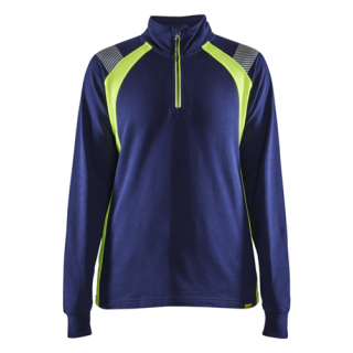 Blaklader - Dames Sweatshirt 1/2 rits, Marine/H-V Geel, XS