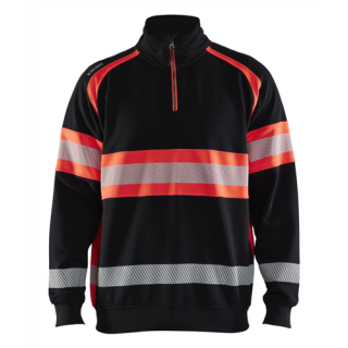Blaklader - High-Vis Sweater, Zwart/High-Vis Rood, XXL