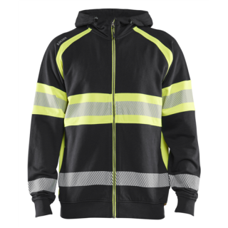 Blaklader - High-Vis Hooded Sweatshirt, Zwart/H-V Geel, XS