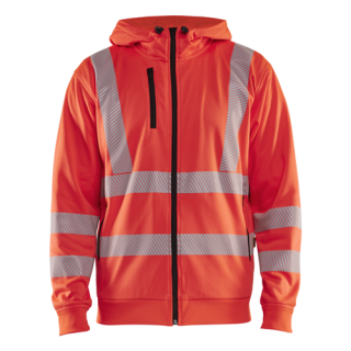 Blaklader - High-Vis Hoodie + rits, High-Vis Rood, 4XL