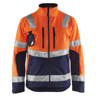 Blaklader - Softshell jack, High Vis Oranje/M-blauw, XL