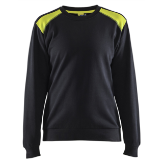 Blaklader - Sweatshirt bicolour Dames, Zwart/H-V Geel, S