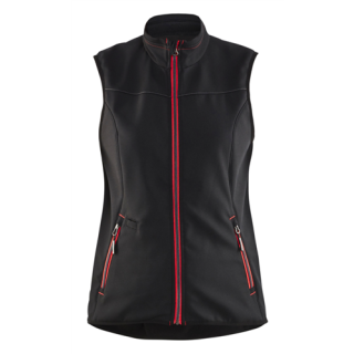 Blaklader - Dames Softshell bodywarmer, Zwart/Rood, XL