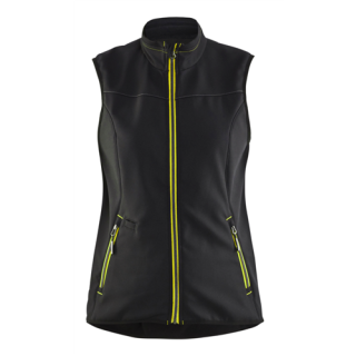 Blaklader - Dames Softshell bodywarmer, Zwart/H-V Geel, 3XL