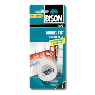 Bison - Dubbel Fix tapeverwijderbaar wit rol, 1,5 m x 19 mm