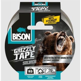 Bison - Grizzly tape zilver rol 25mtr