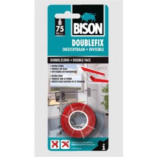 Bison - Doublefix onzichtbaar rol 1,5m x 19mm rood kaart